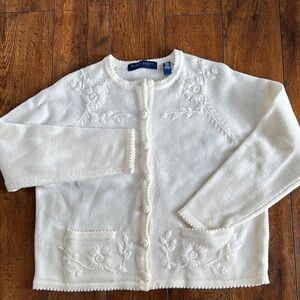 Karen Scott Women's White Embroidered Sweater